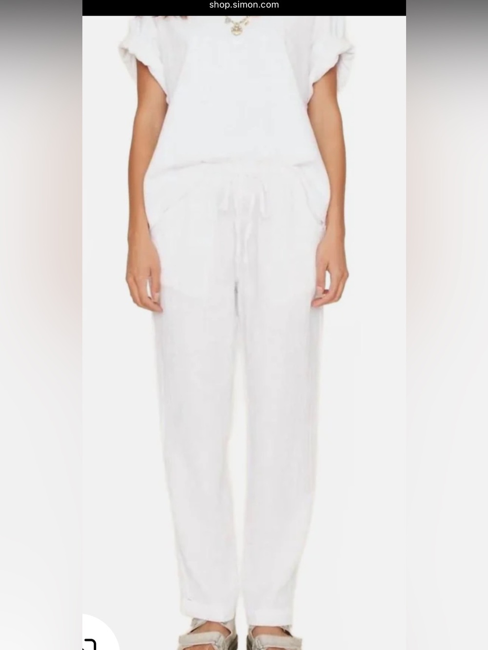 XiRENA White Straight Leg Drawstring 100% Cotton Pants